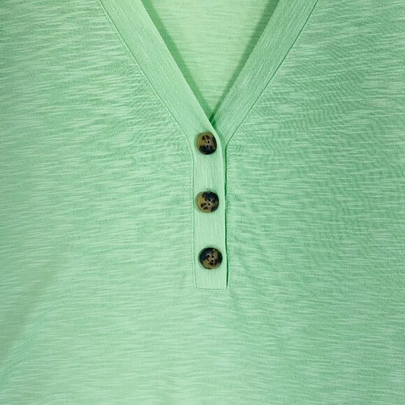 Sleeveless 3 Button V Neck Casual tank top light green tank top Solid size S - Picture 14 of 16